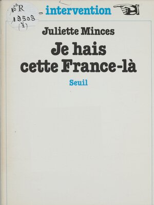 cover image of Je hais cette France-là